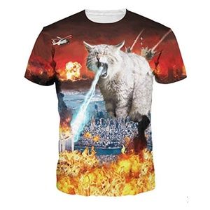 COLORFINO Unisex Alien Cat T-Shirt M